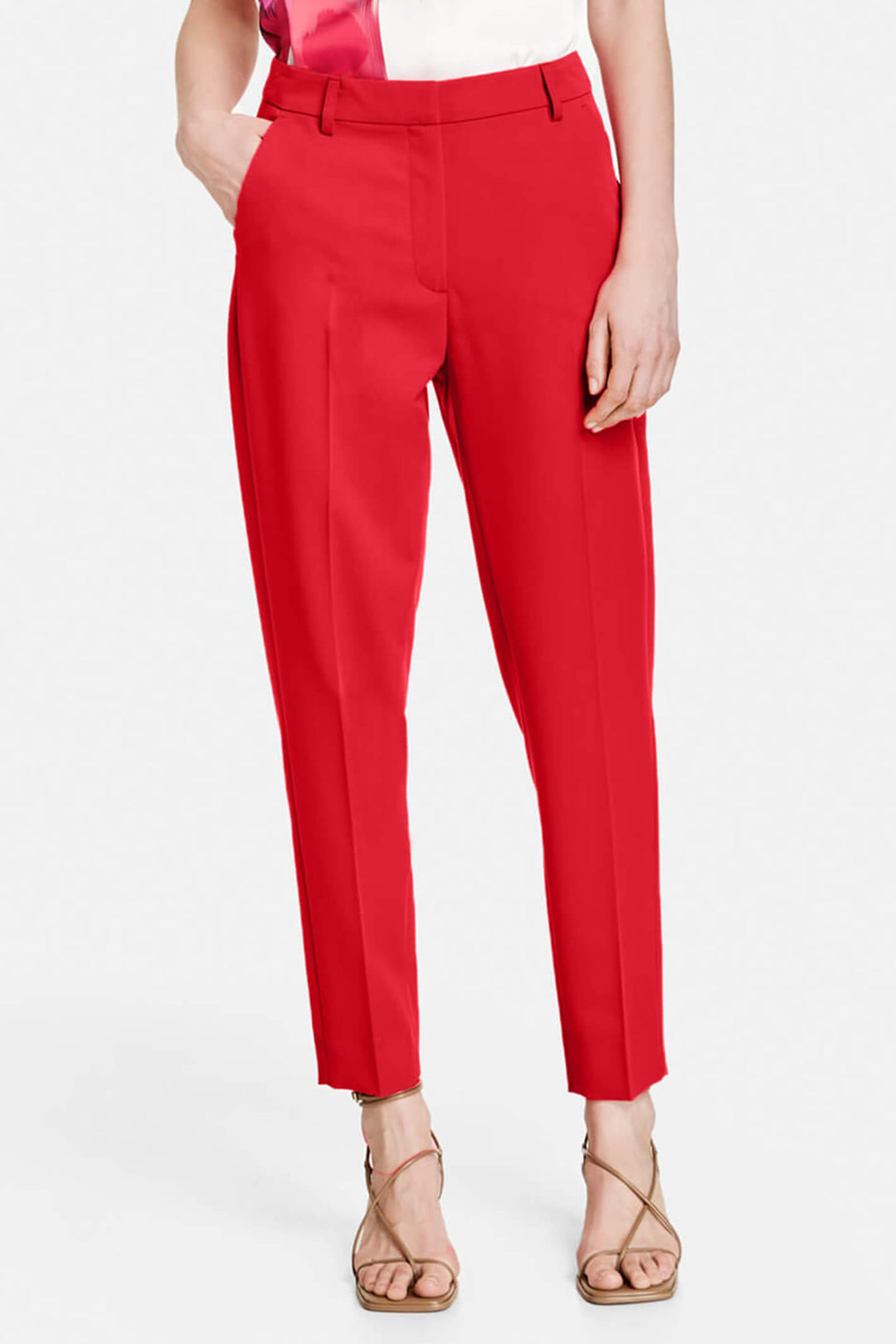 Taifun 320313 Lipstick Red Slim Leg Trousers - Experience Boutique
