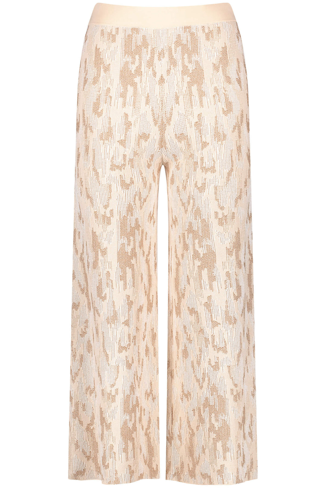 Taifun 322301 Light Creme Patterned Wide Leg Trousers - Experience Boutique