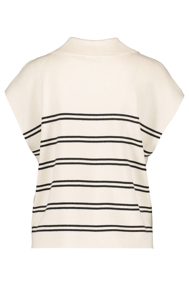 Taifun 372302 Beige Striped Knitted Tank Jumper - Experience Boutique