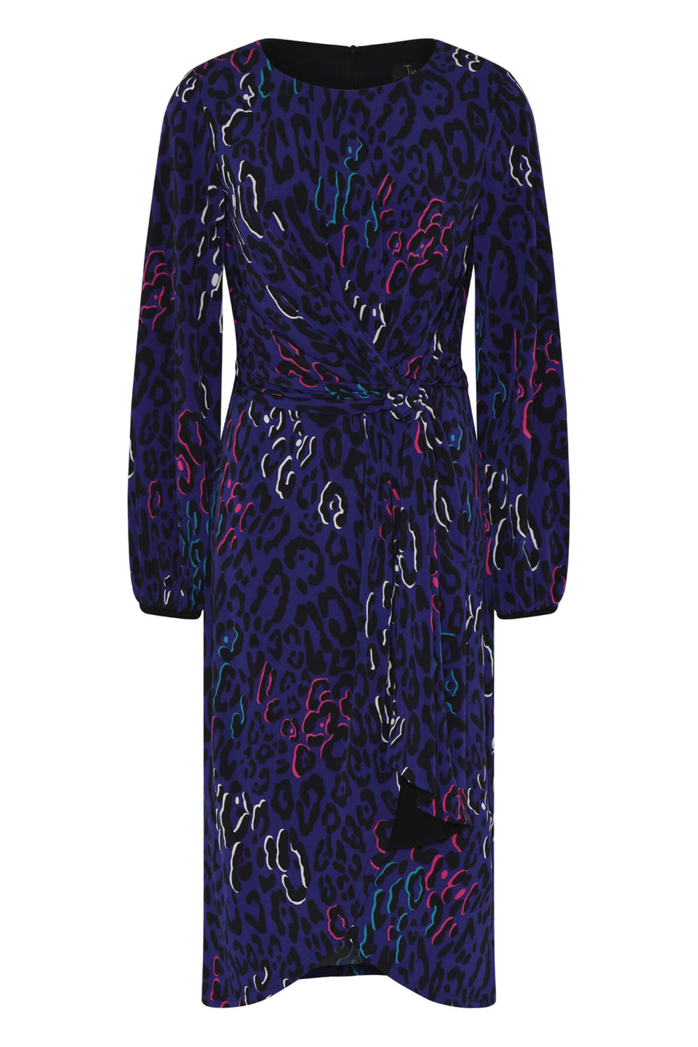 Tia 78290 54 Purple Multi Animal Print Dress With Sleeves - Experience Boutique