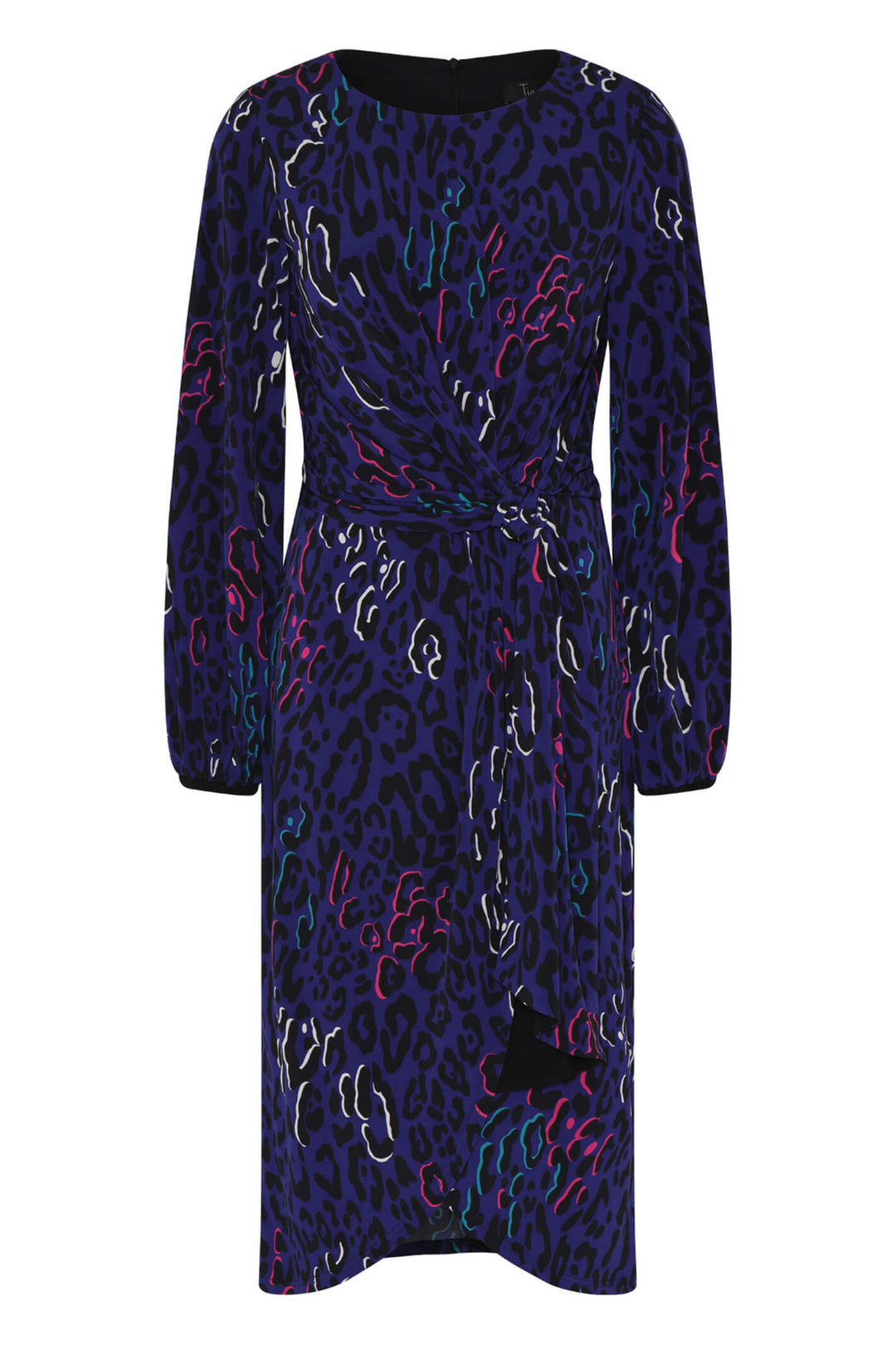 Tia 78290 54 Purple Multi Animal Print Dress With Sleeves - Experience Boutique