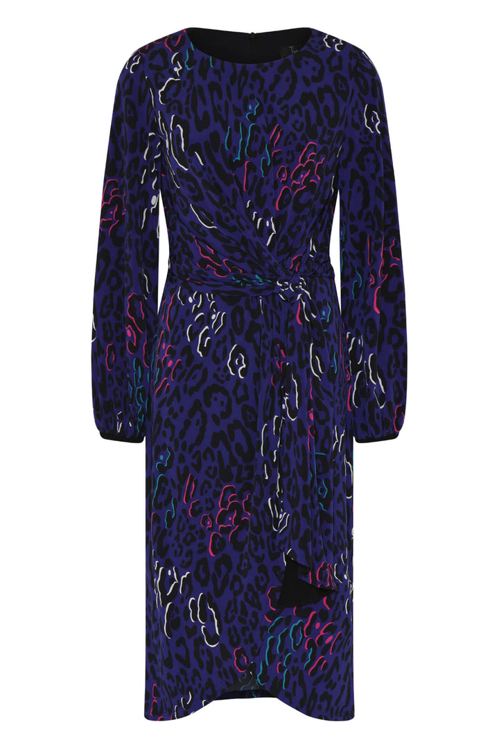 Tia 78290 54 Purple Multi Animal Print Dress With Sleeves - Experience Boutique