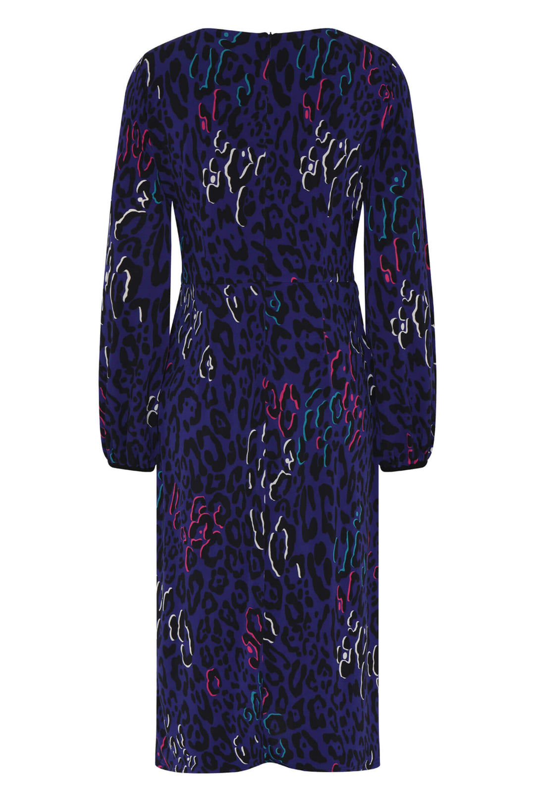 Tia 78290 54 Purple Multi Animal Print Dress With Sleeves - Experience Boutique