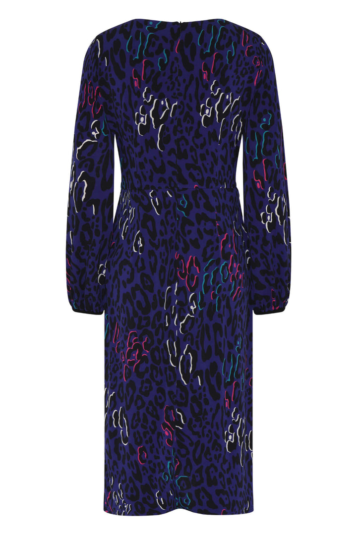 Tia 78290 54 Purple Multi Animal Print Dress With Sleeves - Experience Boutique