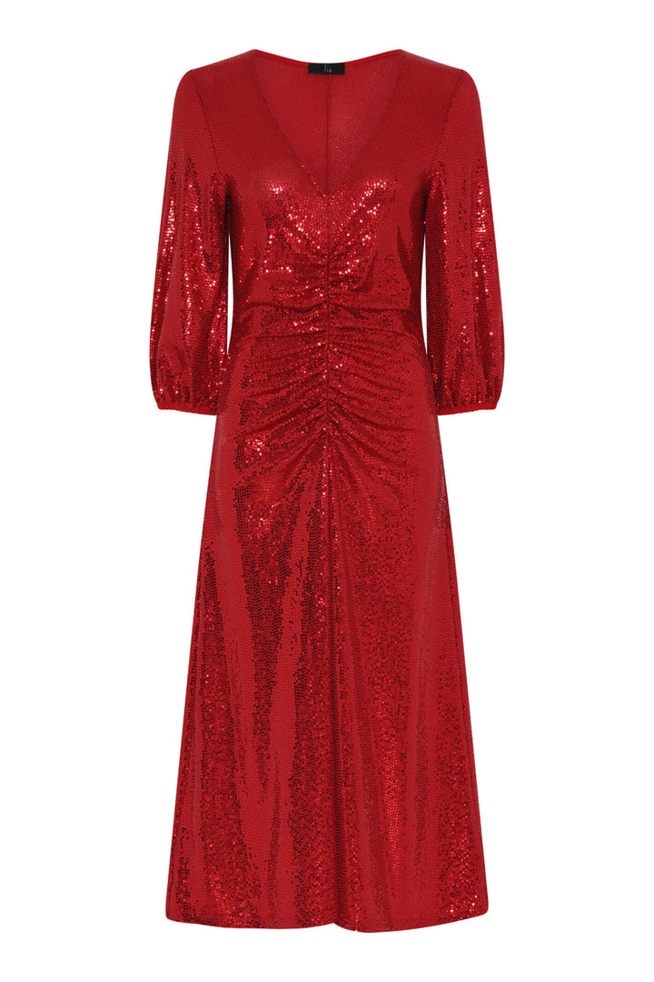Tia 78519 47 Red Sequin Midi Cocktail Dress - Experience Boutique