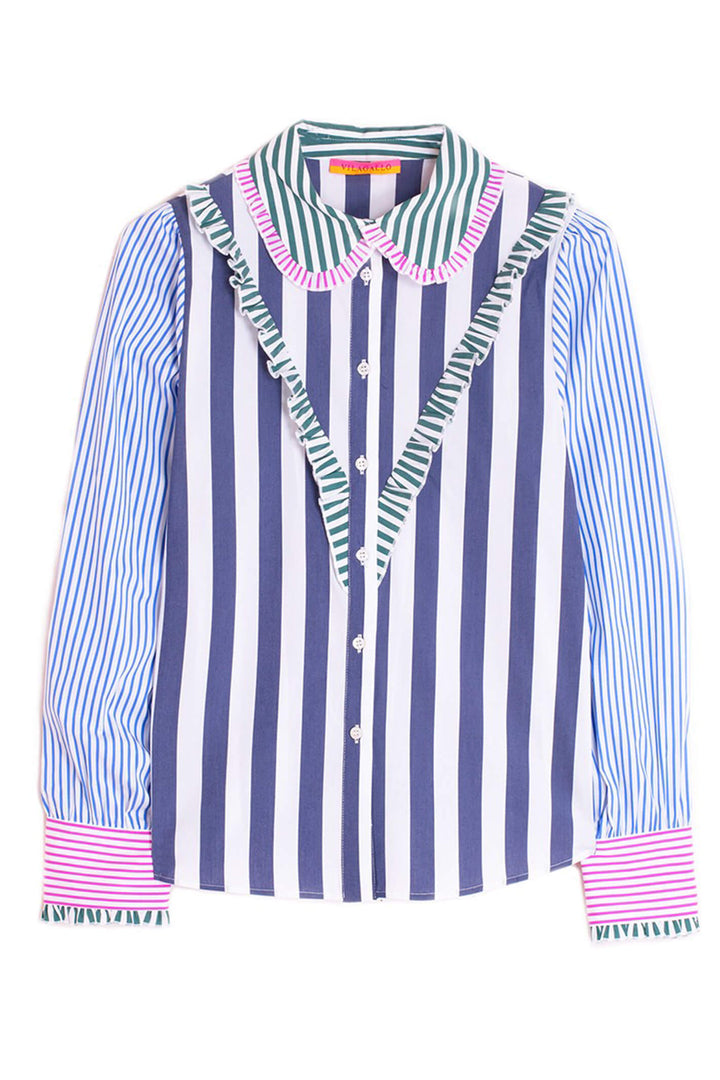 Vilagallo 29662 Zalira Navy Stripe Blouse - Experience Boutique