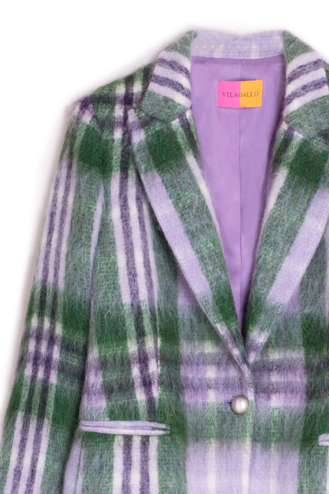 Vilagallo 29714 Katrina Alpaca Wool Purple Tartan Jacket - Experience Boutique