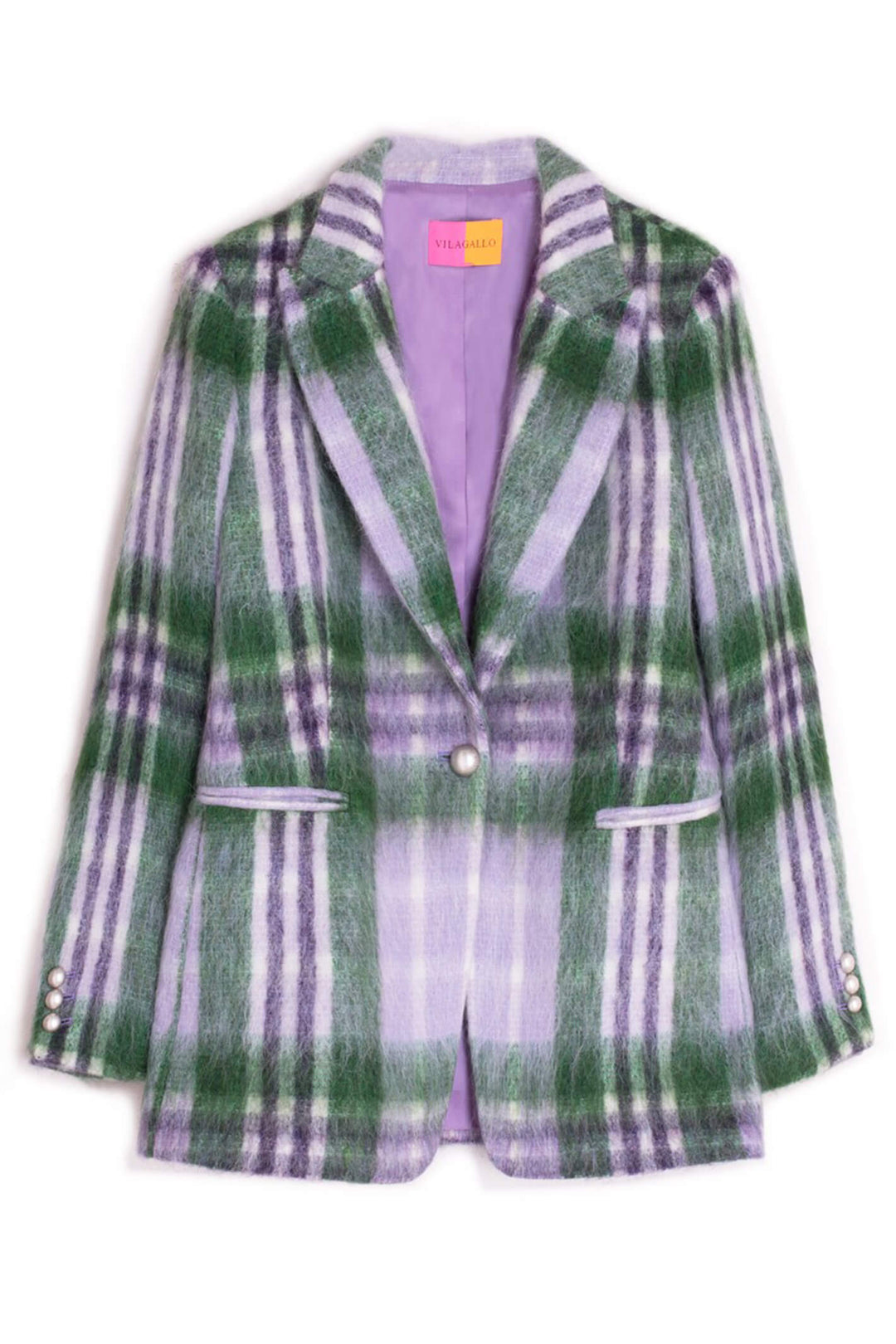 Vilagallo 29714 Katrina Alpaca Wool Purple Tartan Jacket - Experience Boutique