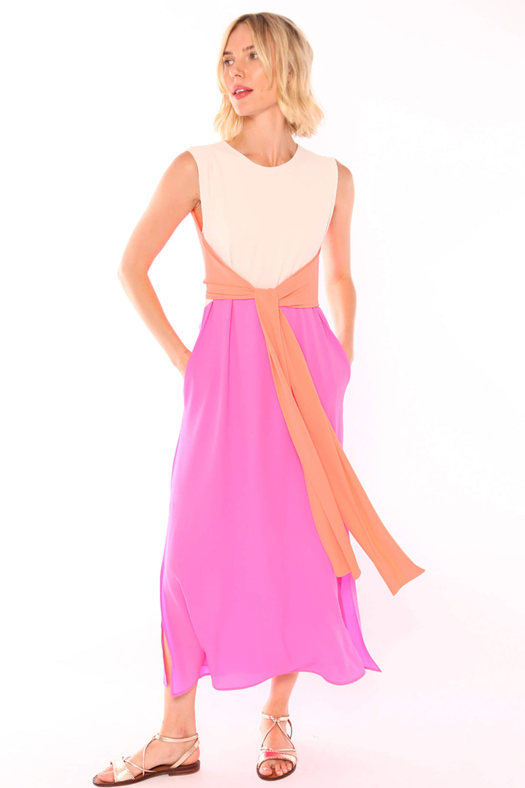 Vilagallo 30178 Pink Vetina Colour Block Dress - Experience Boutique