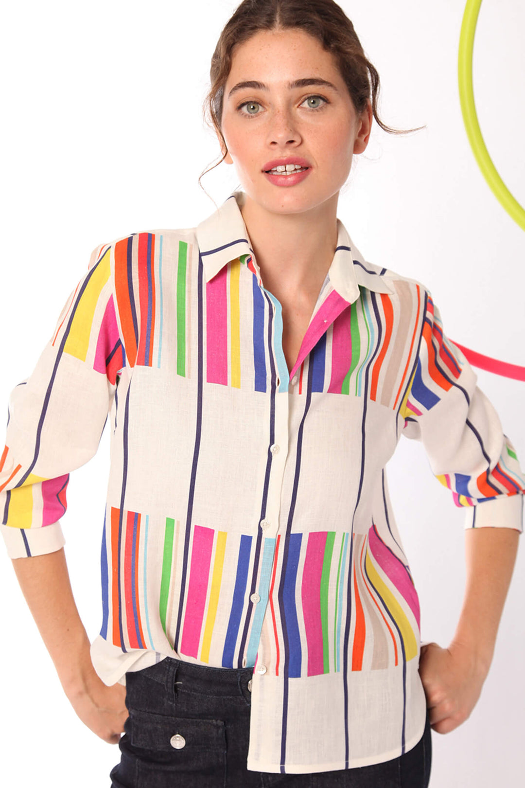 Vilagallo 30294 Sara Atrani Print Linen Shirt - Experience Boutique